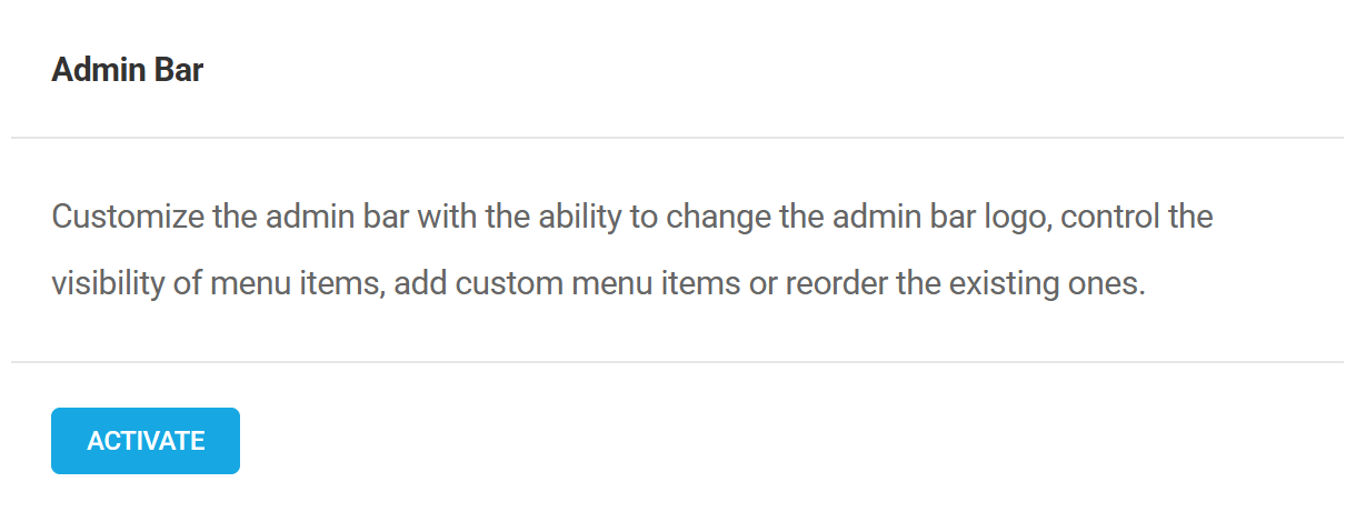 Activate Admin Bar module in Branda