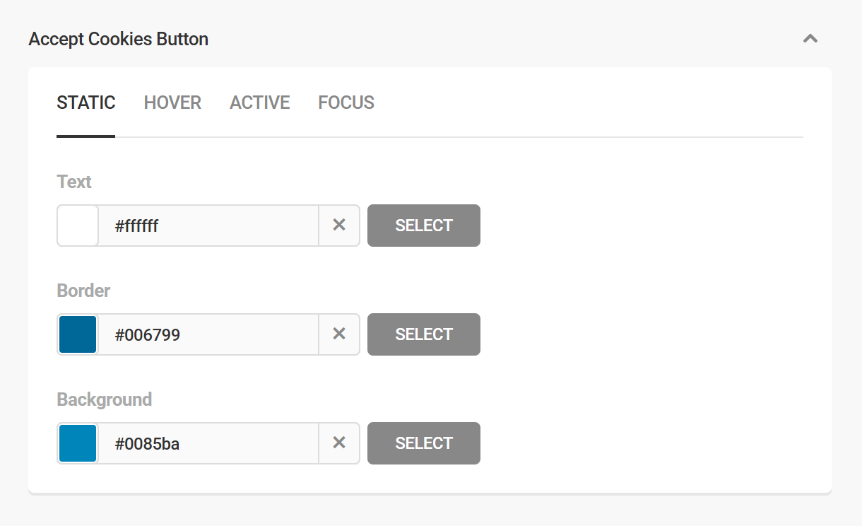 Branda Cookie Notice button color options