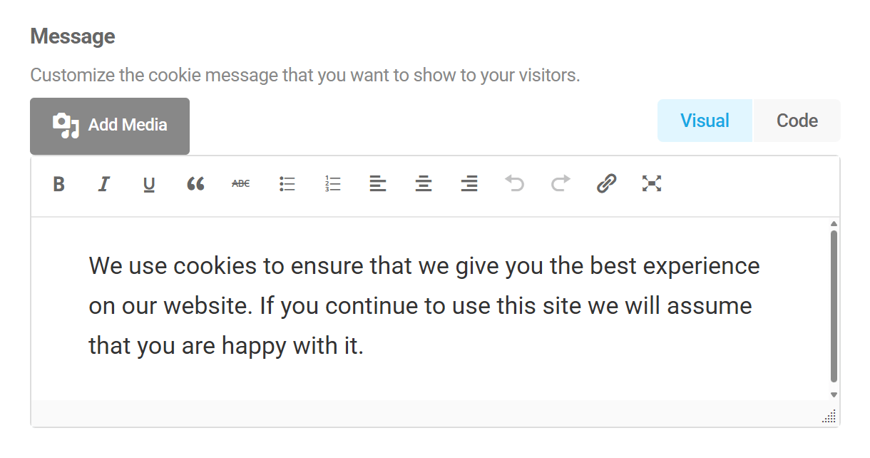 Branda Cookie Notice message