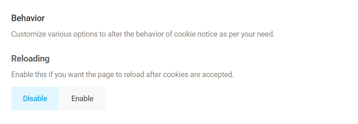 Branda Cookie Notice reload page option