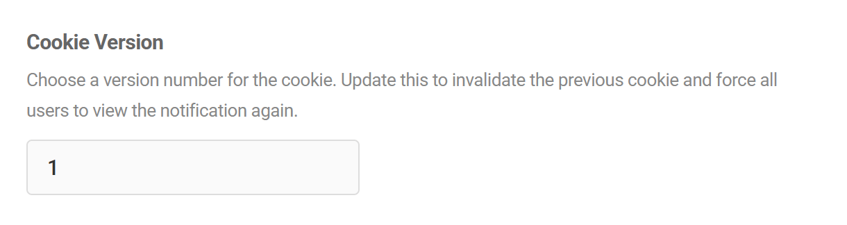 Branda Cookie Notice cookie version option