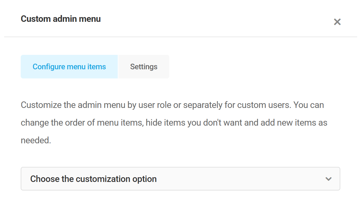 Custom admin menu options in Branda