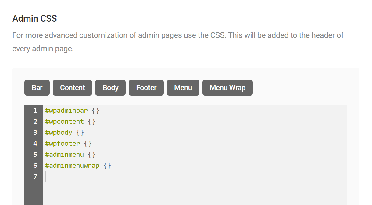 Add custom admin CSS in Branda
