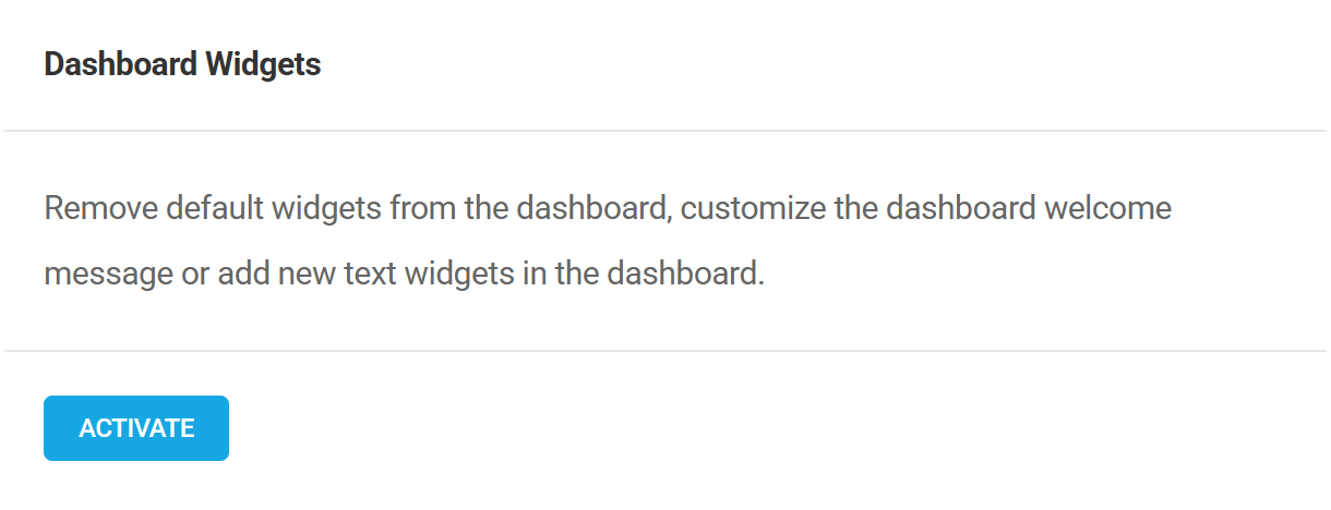 Activate Branda dashboard widgets module
