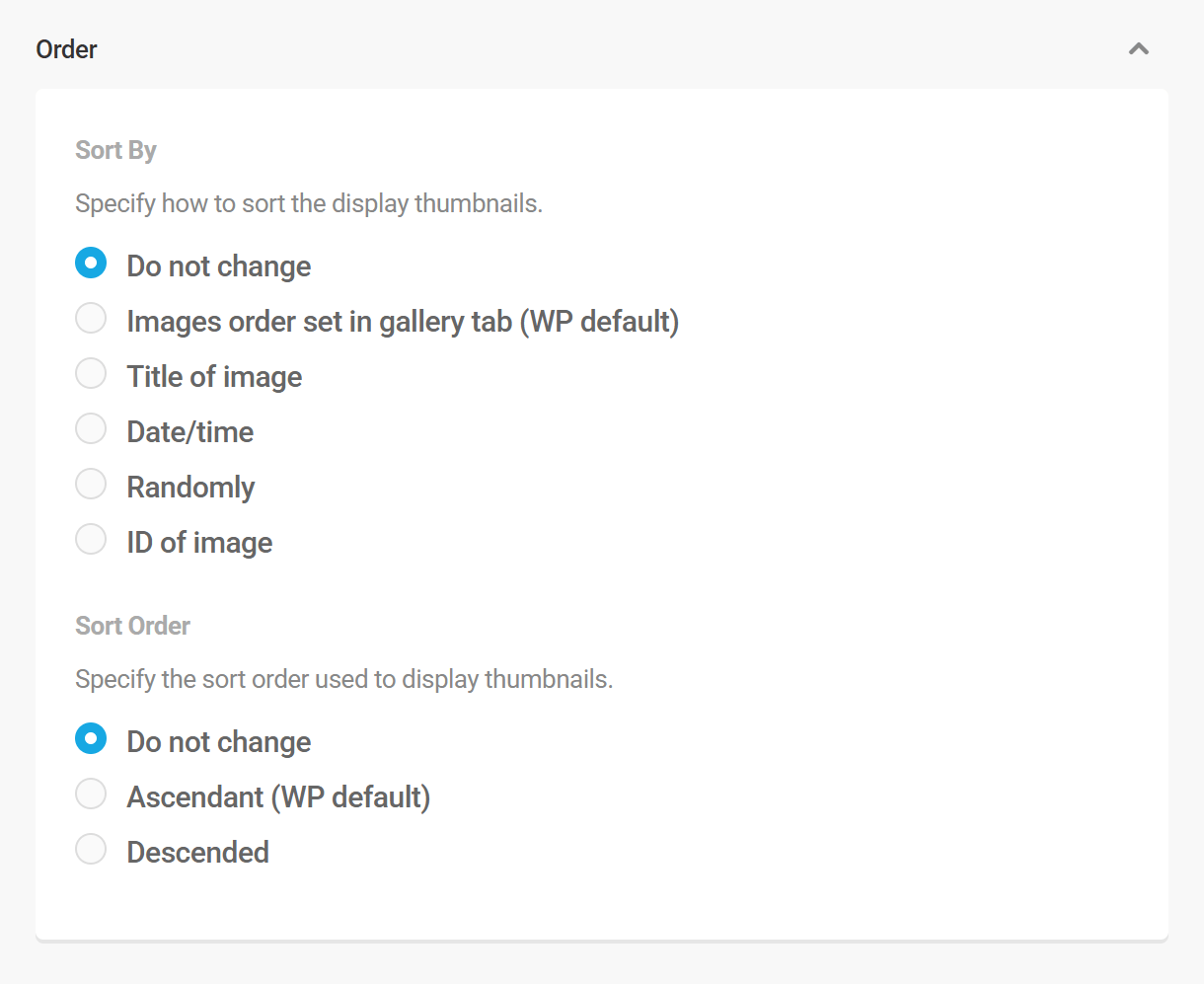 Set gallery shortcode order in Branda document module