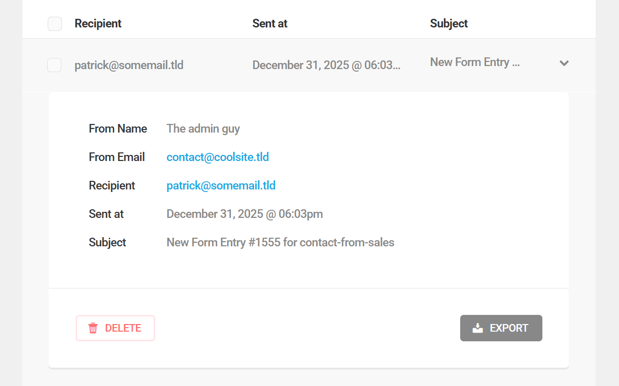 Details of email logged in Branda