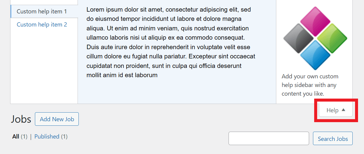 Help tab customized in Branda