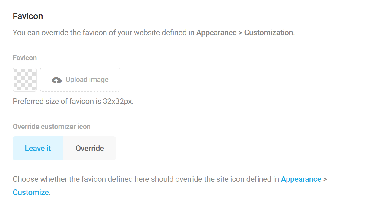 Set favicon in Branda images module