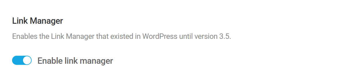 Enable the WordPress link manager in Branda