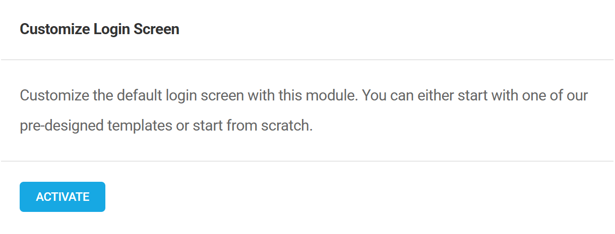 Activate Branda Login Screen module