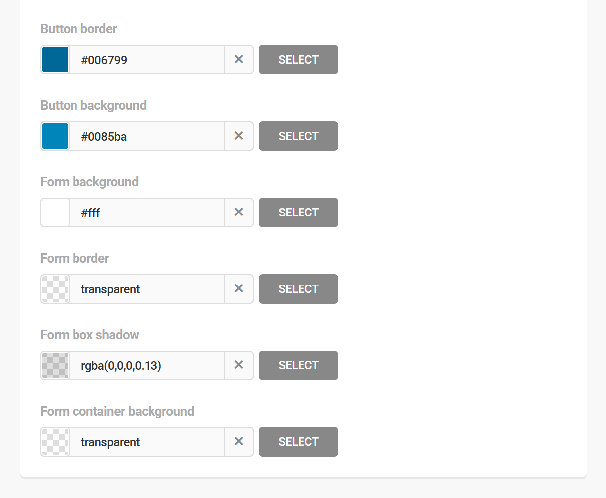 Branda login screen form colors