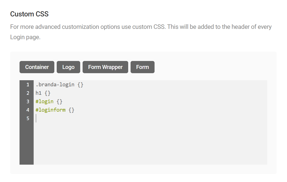 Branda login screen custom CSS