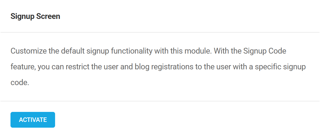 Activate Branda signup screen module