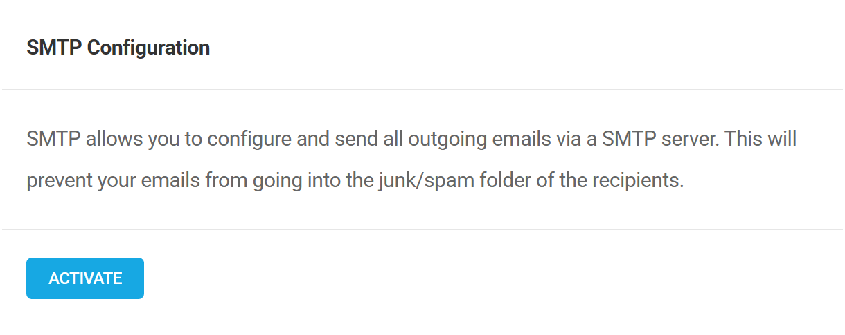 Activate SMTP in Branda