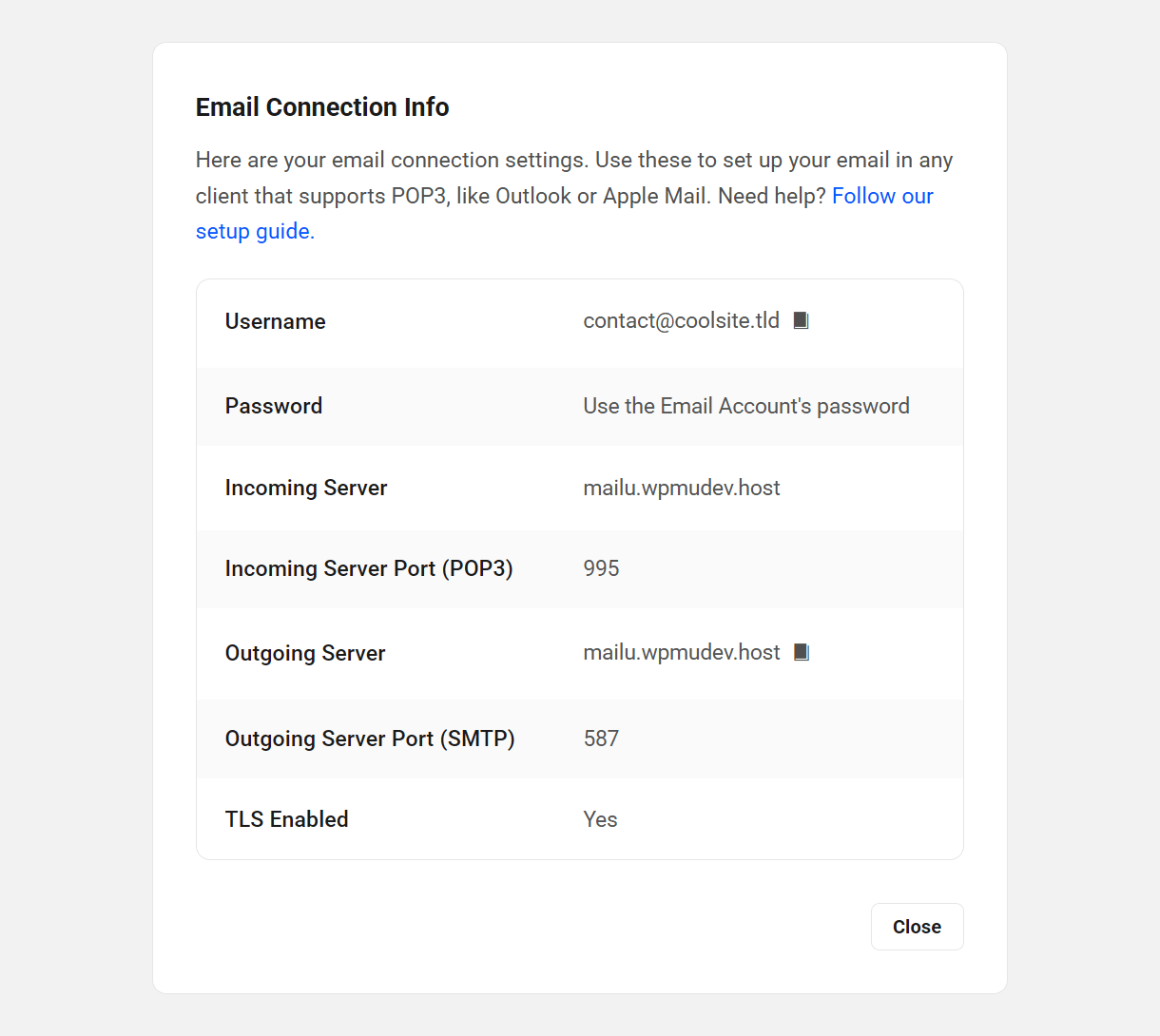 Using hosted email for SMTP