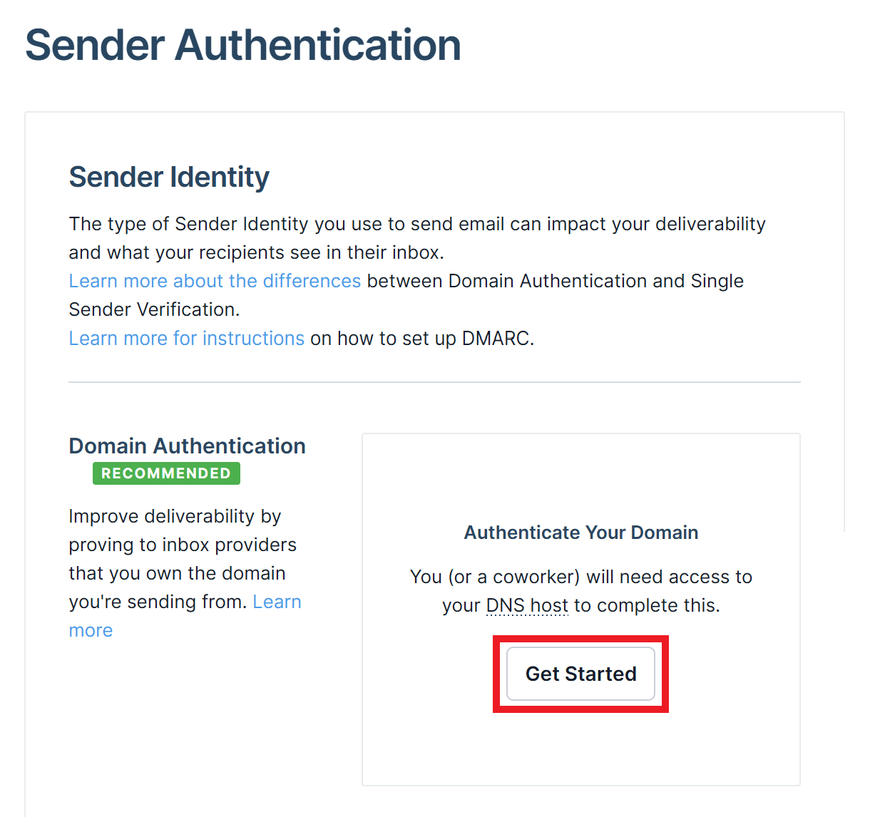 Sendgrid authentication (step 1)