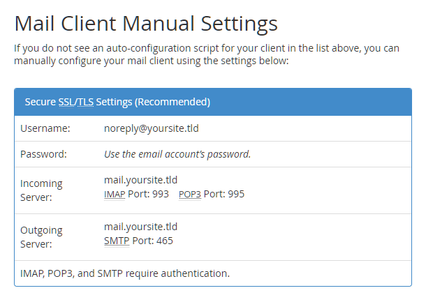 cPanel-smtp-server-settings