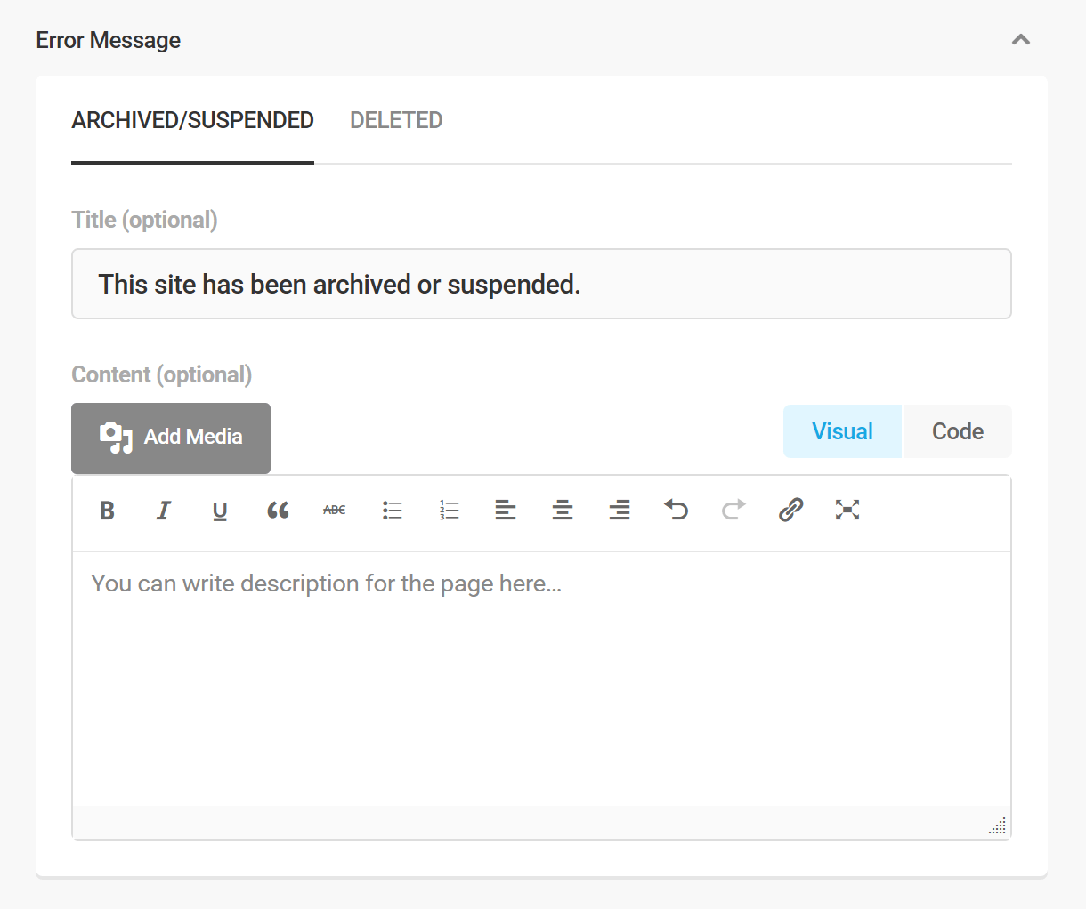 Branda status pages messages