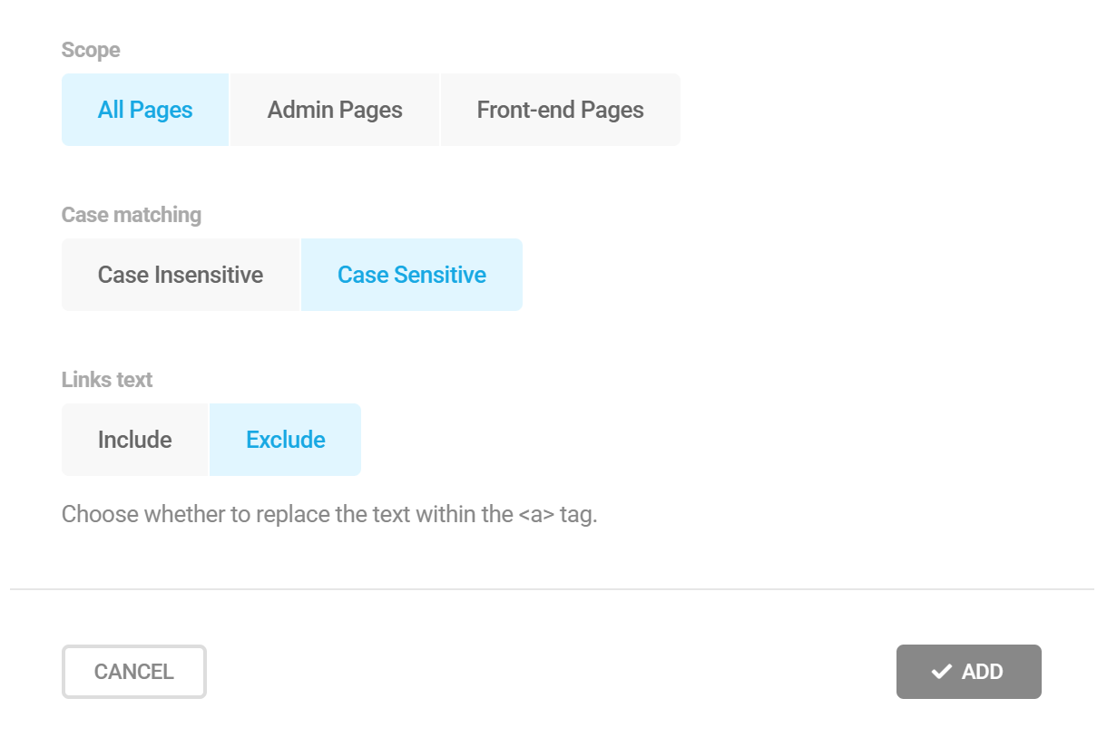 Branda text replacement options