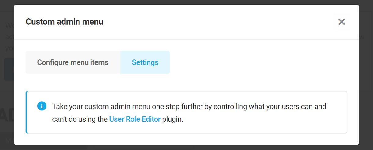 custom admin menu