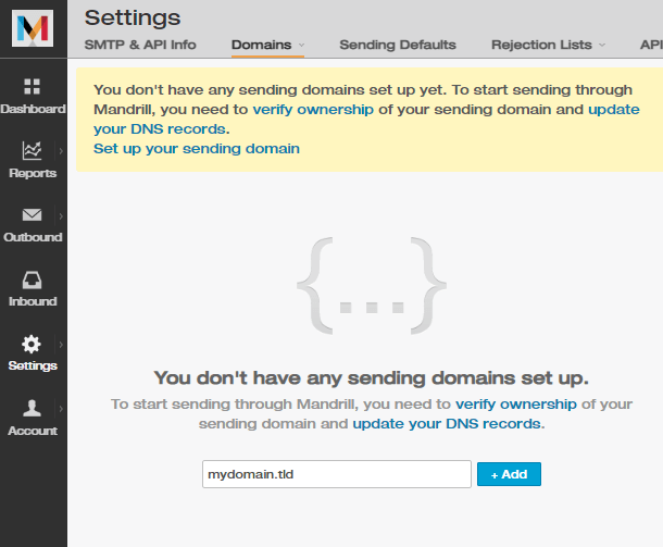 Add domain to Mandrill