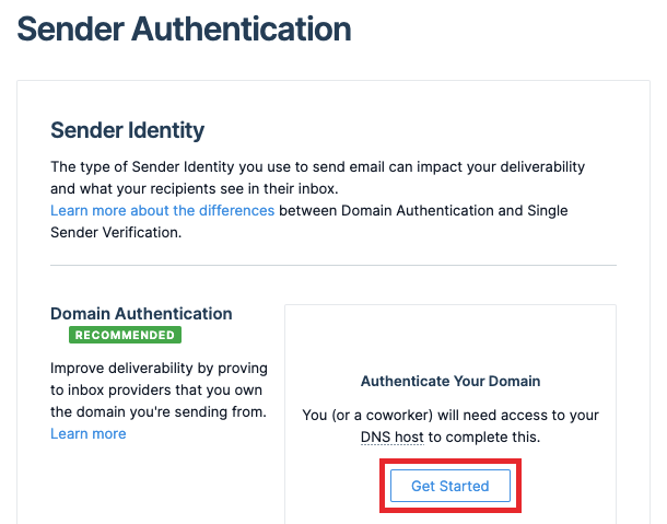 Sendgrid authentication (step 1)