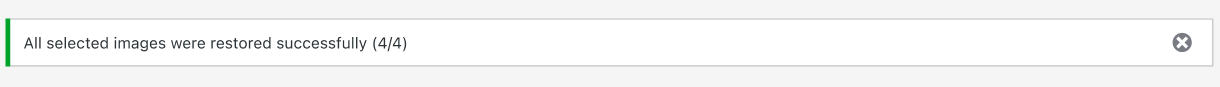 All images restored successfully notice