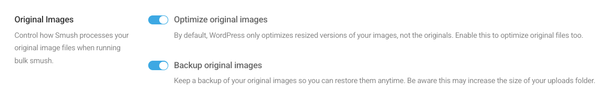 Original images option