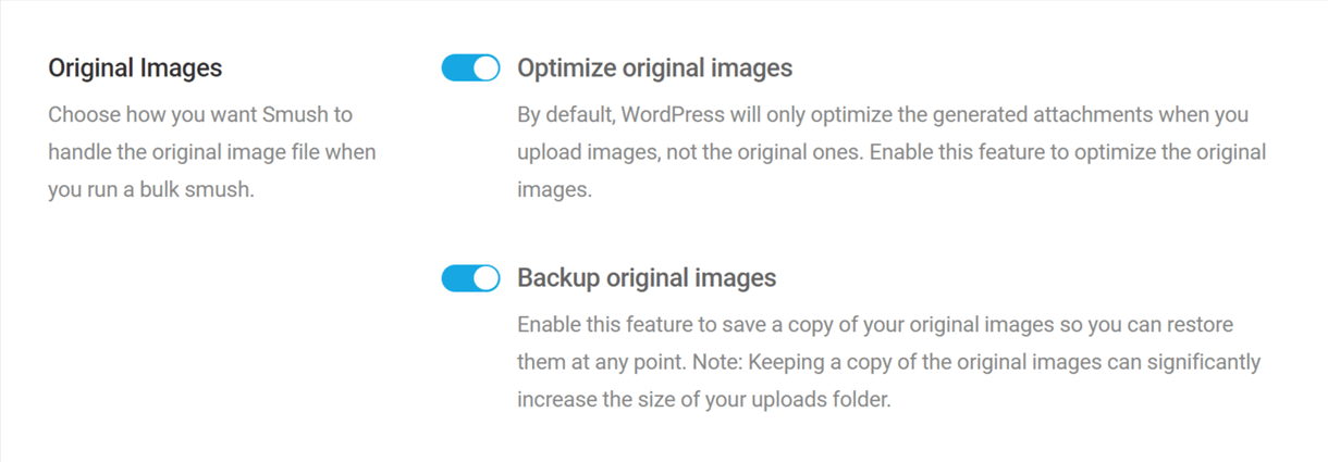 original images option