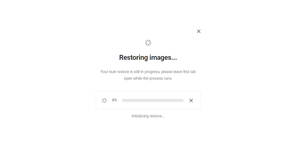 Restoring images progress