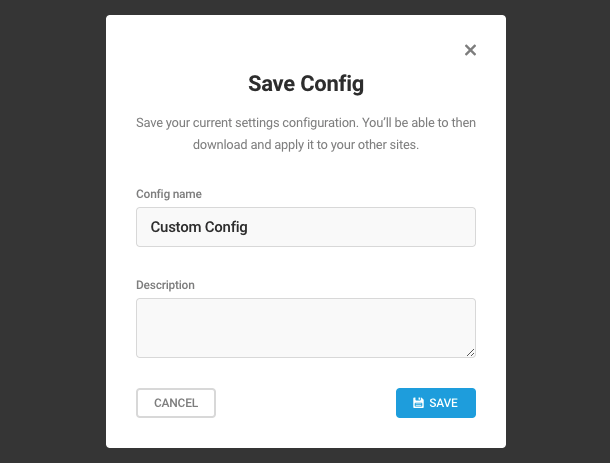 Then, enter a name and optional description for the configuration and click Save.