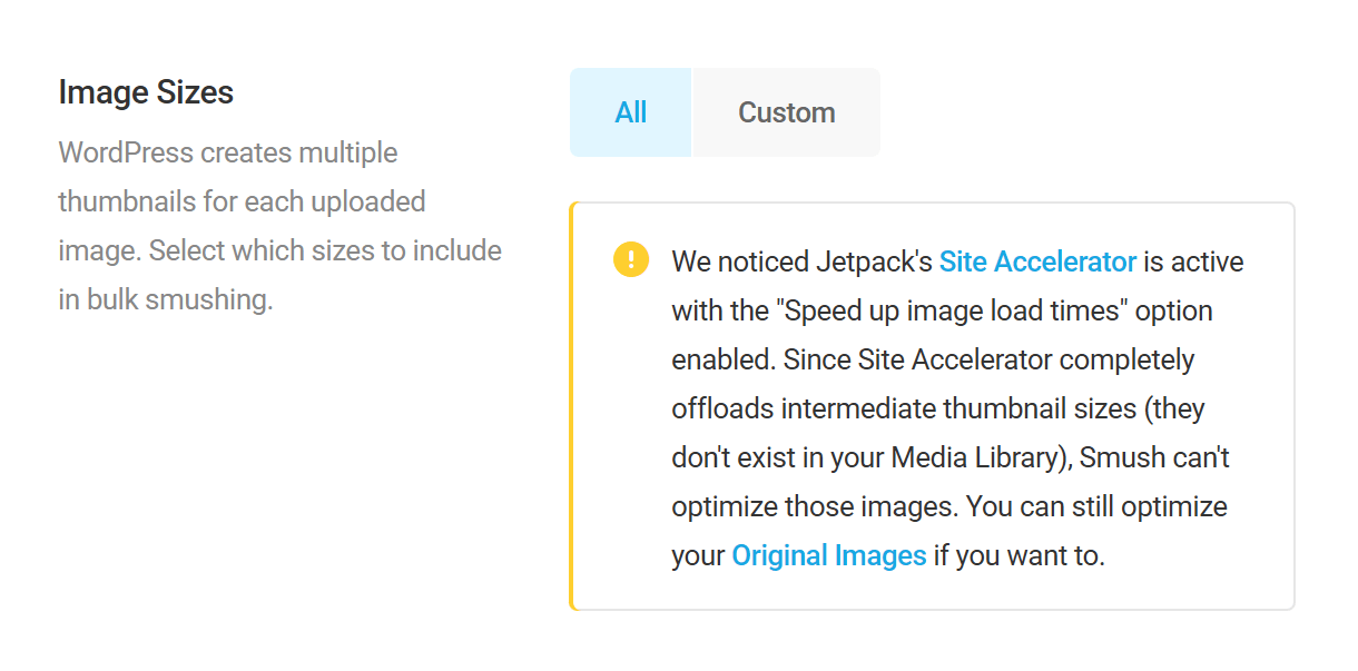 Notice to wordpress dot com users in Image Sizes setting