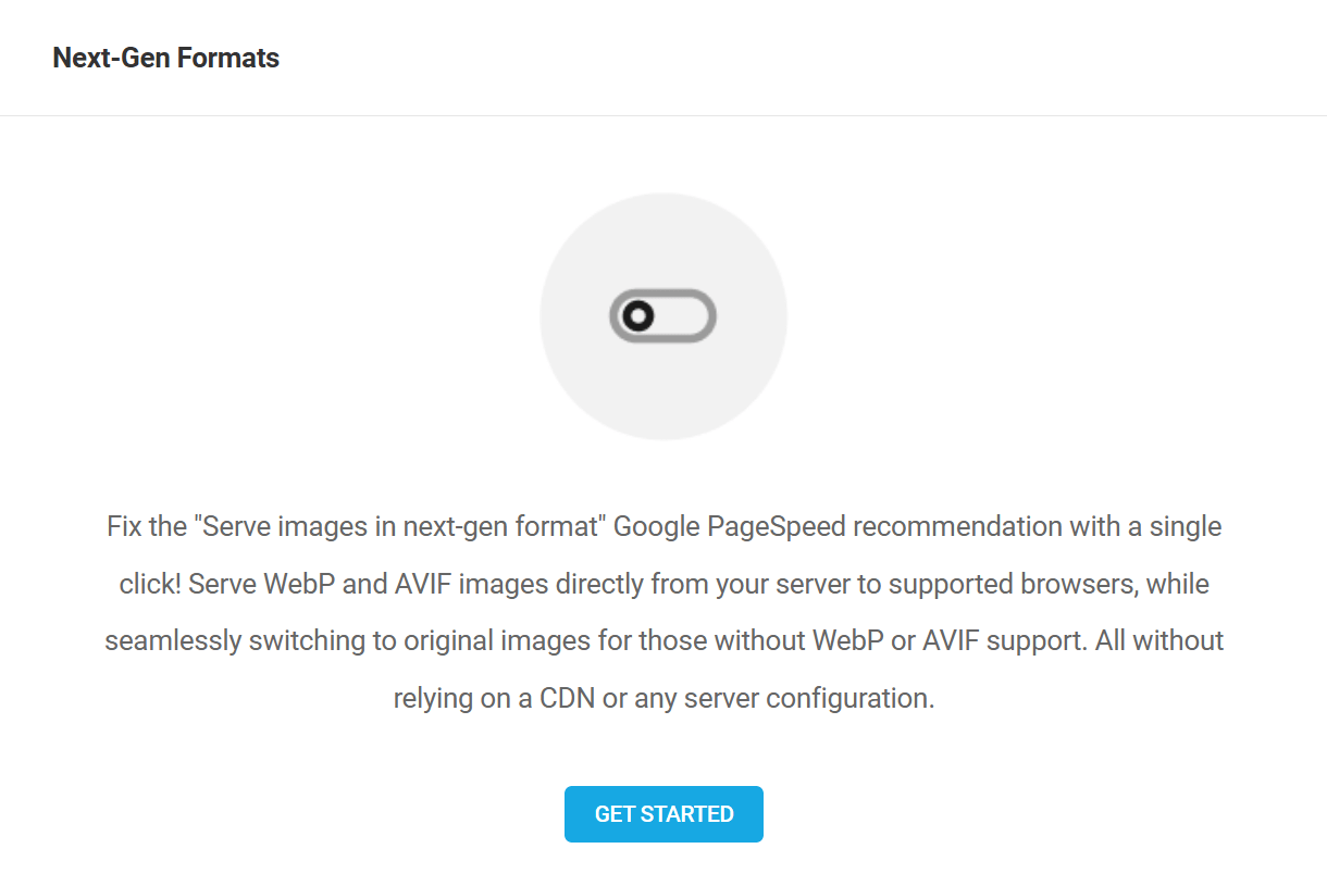 Enable the Next-Gen Formats feature in Smush