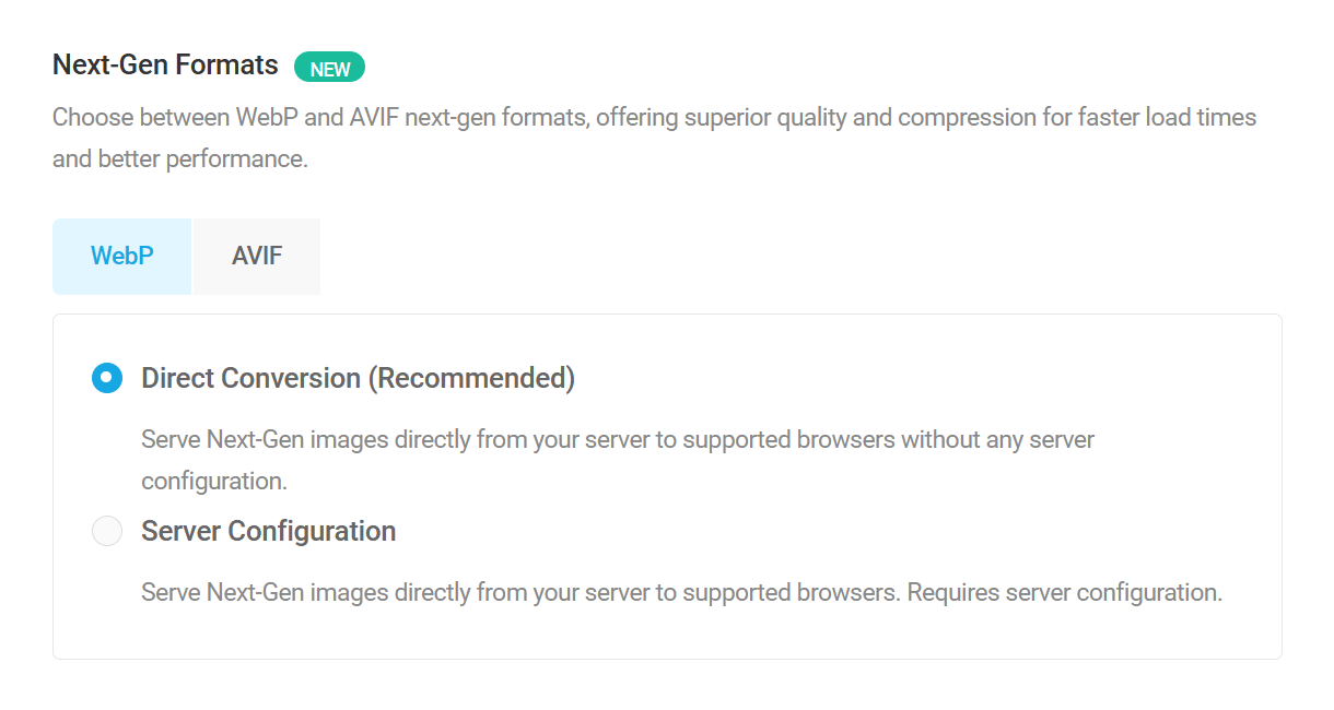 Smush WebP direct conversion method