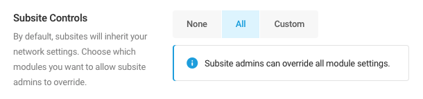 Select All to to give subsite administrators the ability to override all Smush module settings.