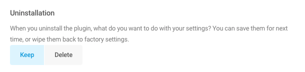 Select Keep to save your settings upon uninstallation