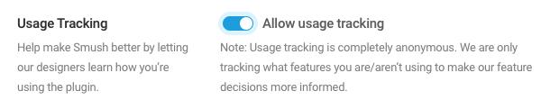 To enable usage tracking, toggle on Allow usage tracking and click Save Changes.