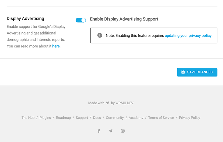 Display Advertising setting in Beehive
