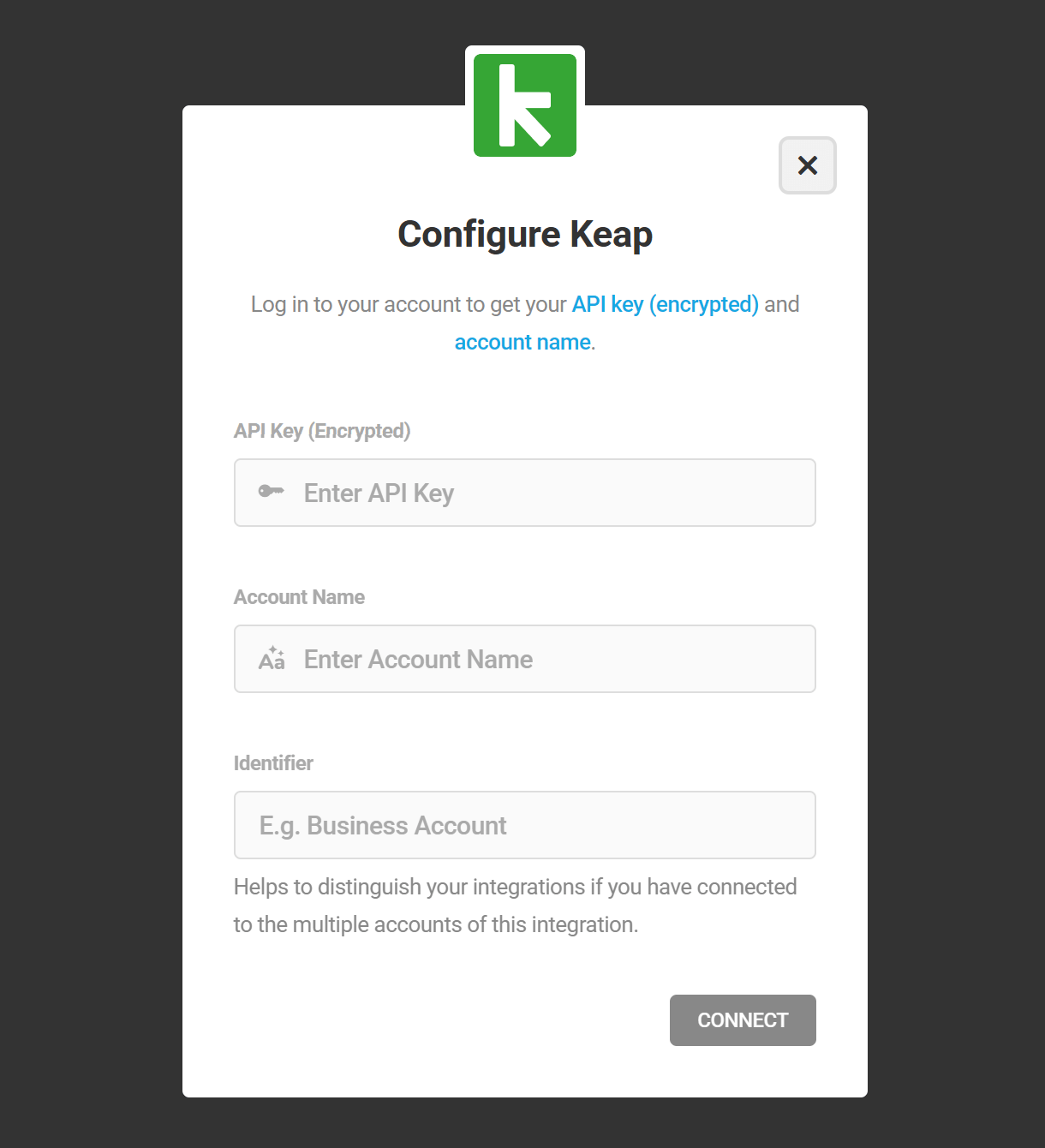 Keap Integration Modal