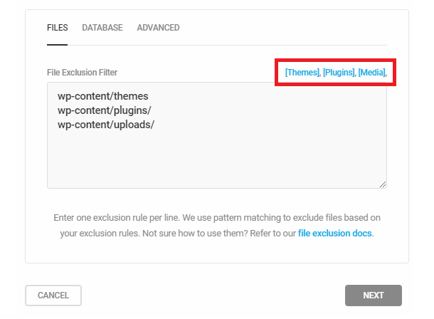 Shortcuts in Shipper migration filters