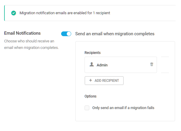 Shipper migration notification screen