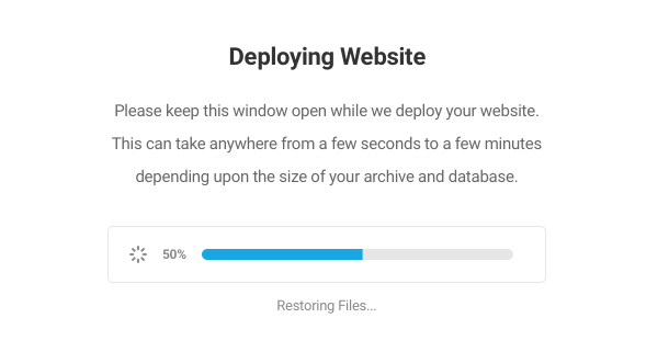 Shipper deploying website screen