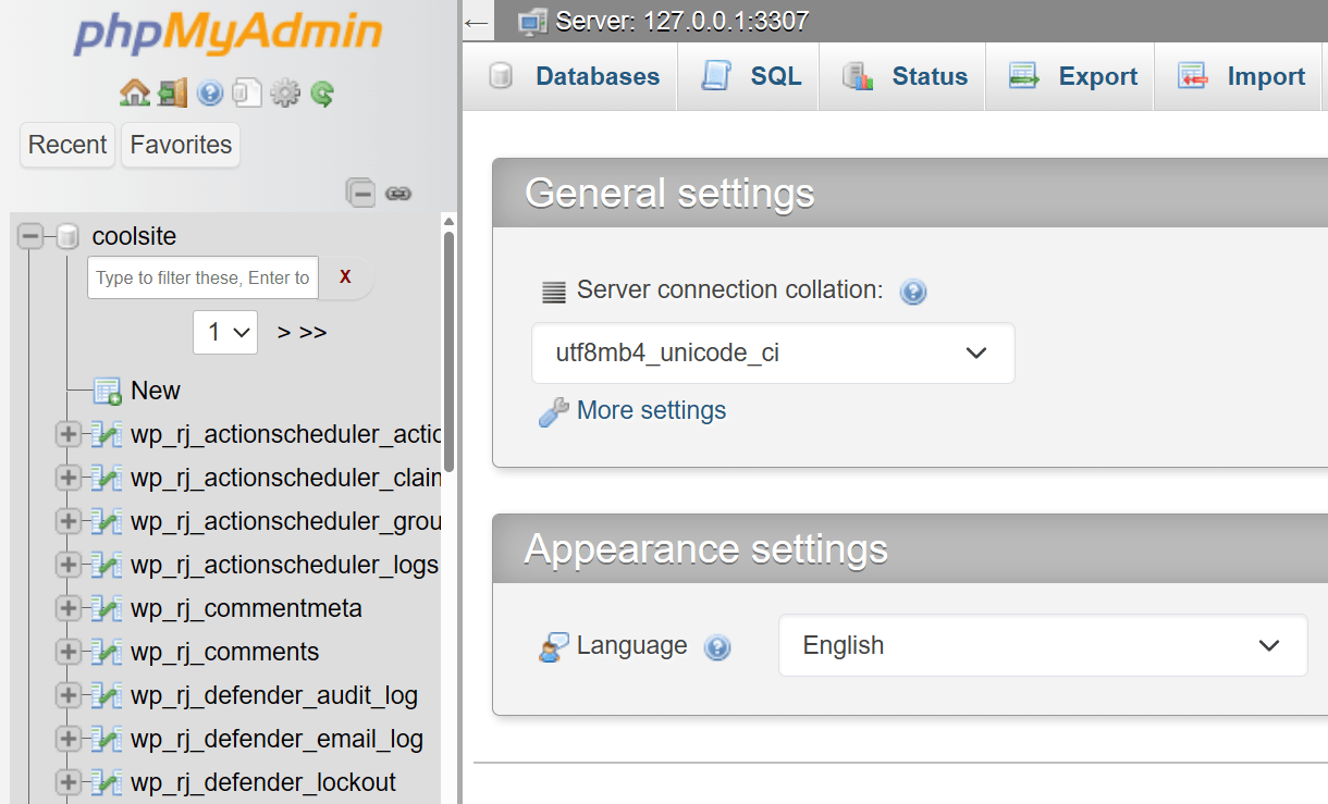 Access phpMyAdmin from The Hub