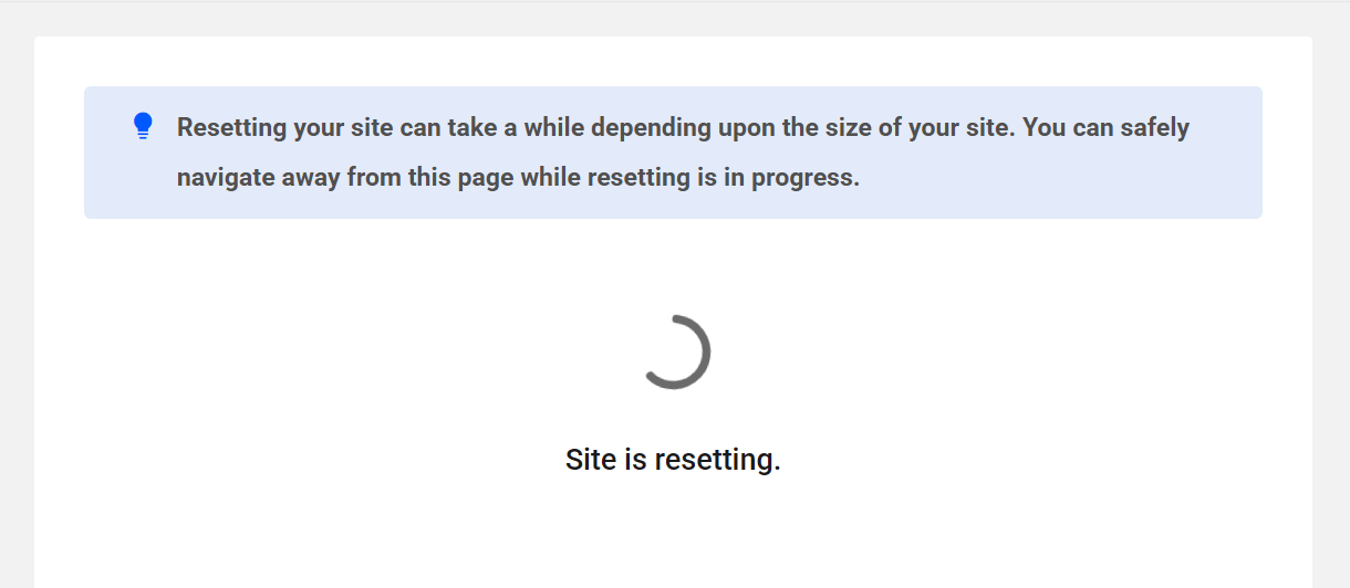 Reset WordPress on staging site progress