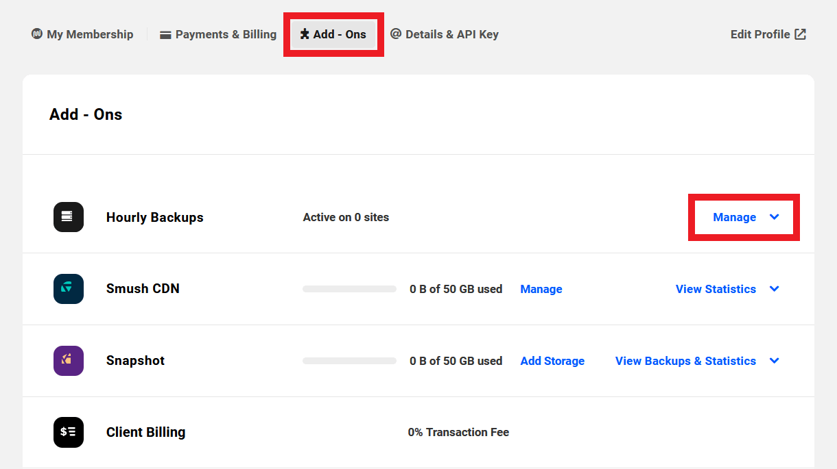 Hourly backup add-on