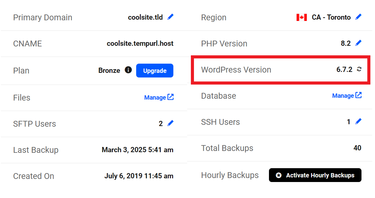 Refresh WordPress version