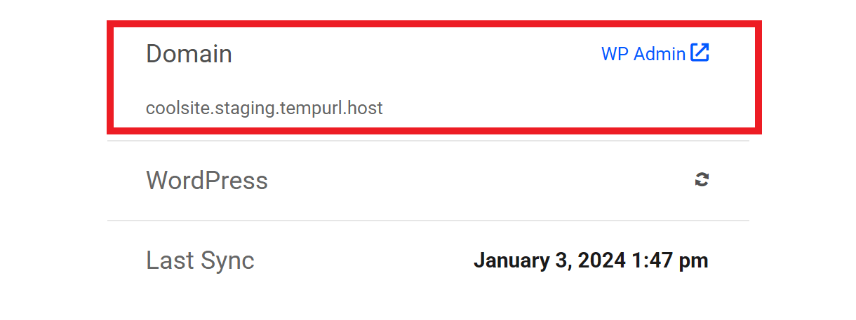 New staging domain hotlink