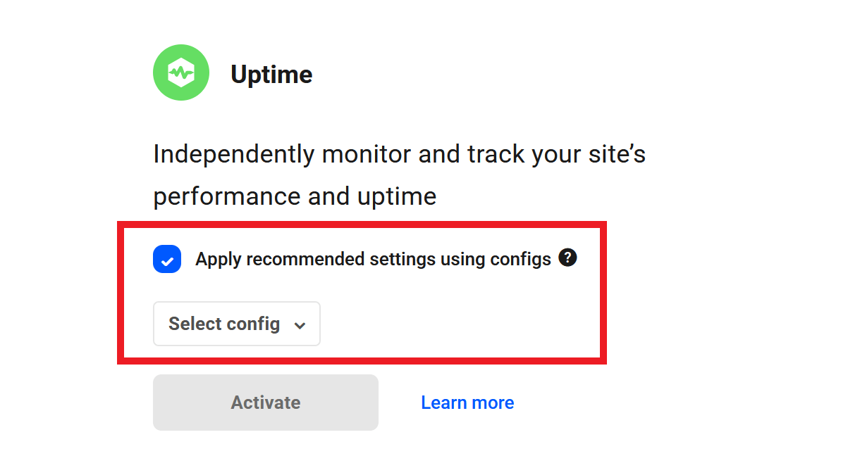 Activate Uptime in the Hub and apply a config