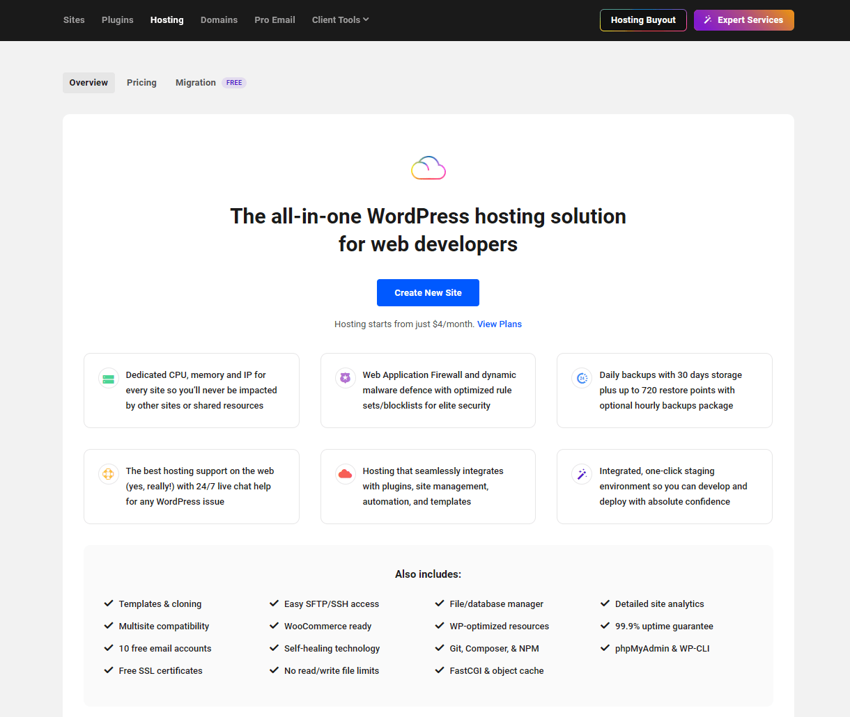 Hosting page in the Hub