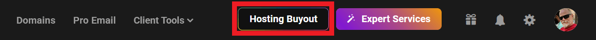 Hosting item in the Hub secondary menu